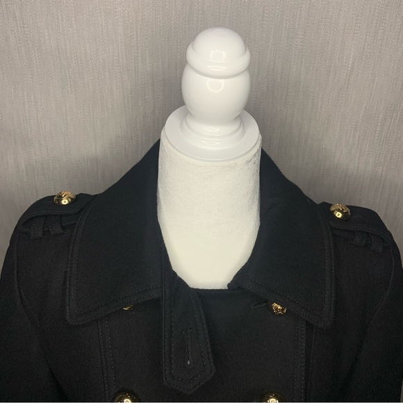 Miss Sixty Black Double Breasted Wool Blend Belted Trench Coat | Size Medium - Picture 5 of 17